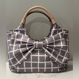 Kate Spade Gray and White Ribbon Nylon Shoulder Bag